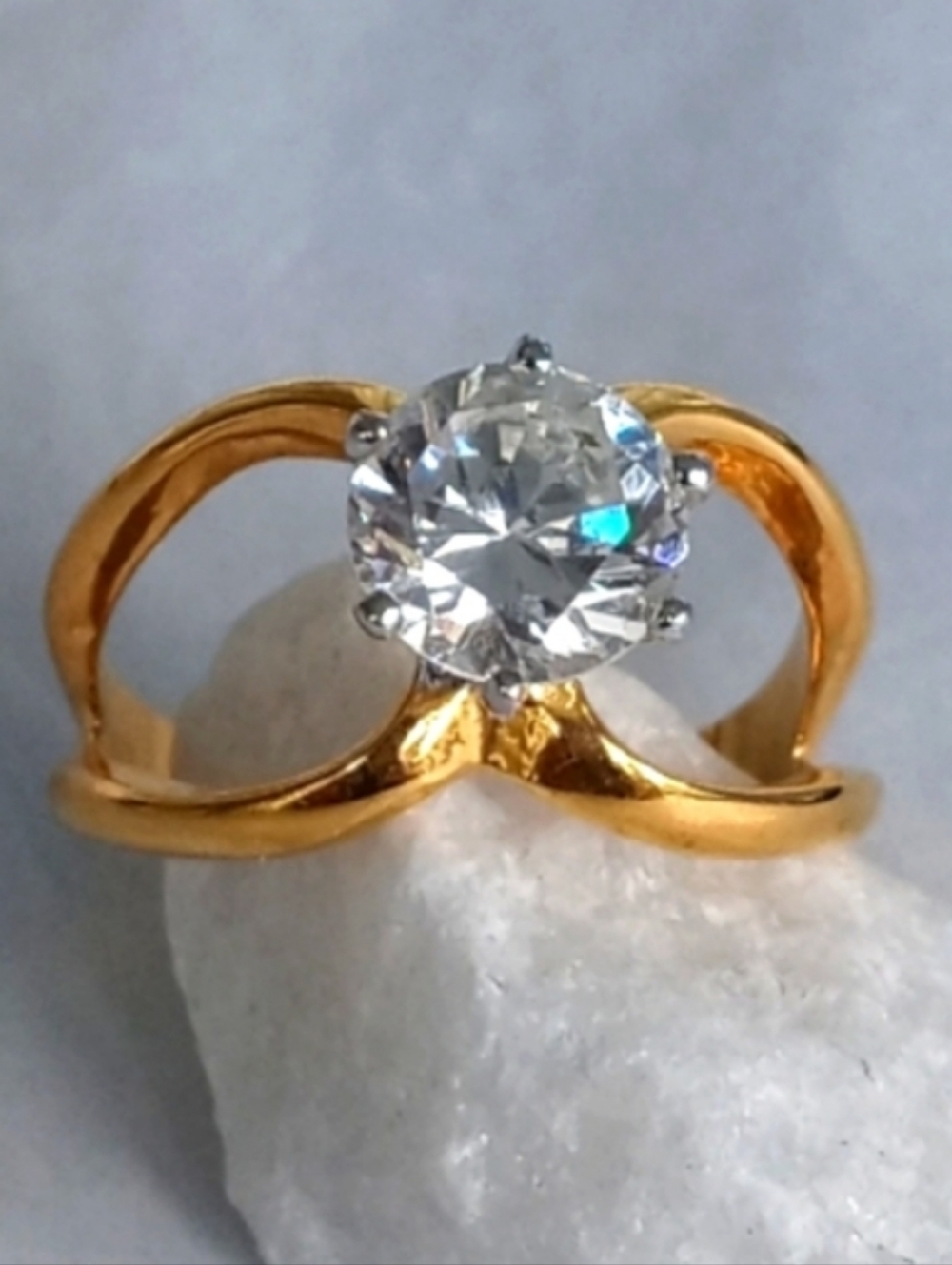 Gold Round Solitaire Size 9 - Picture 7 of 7